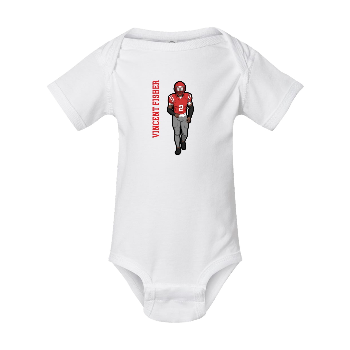 Baby Onesie — Name Vertical in White