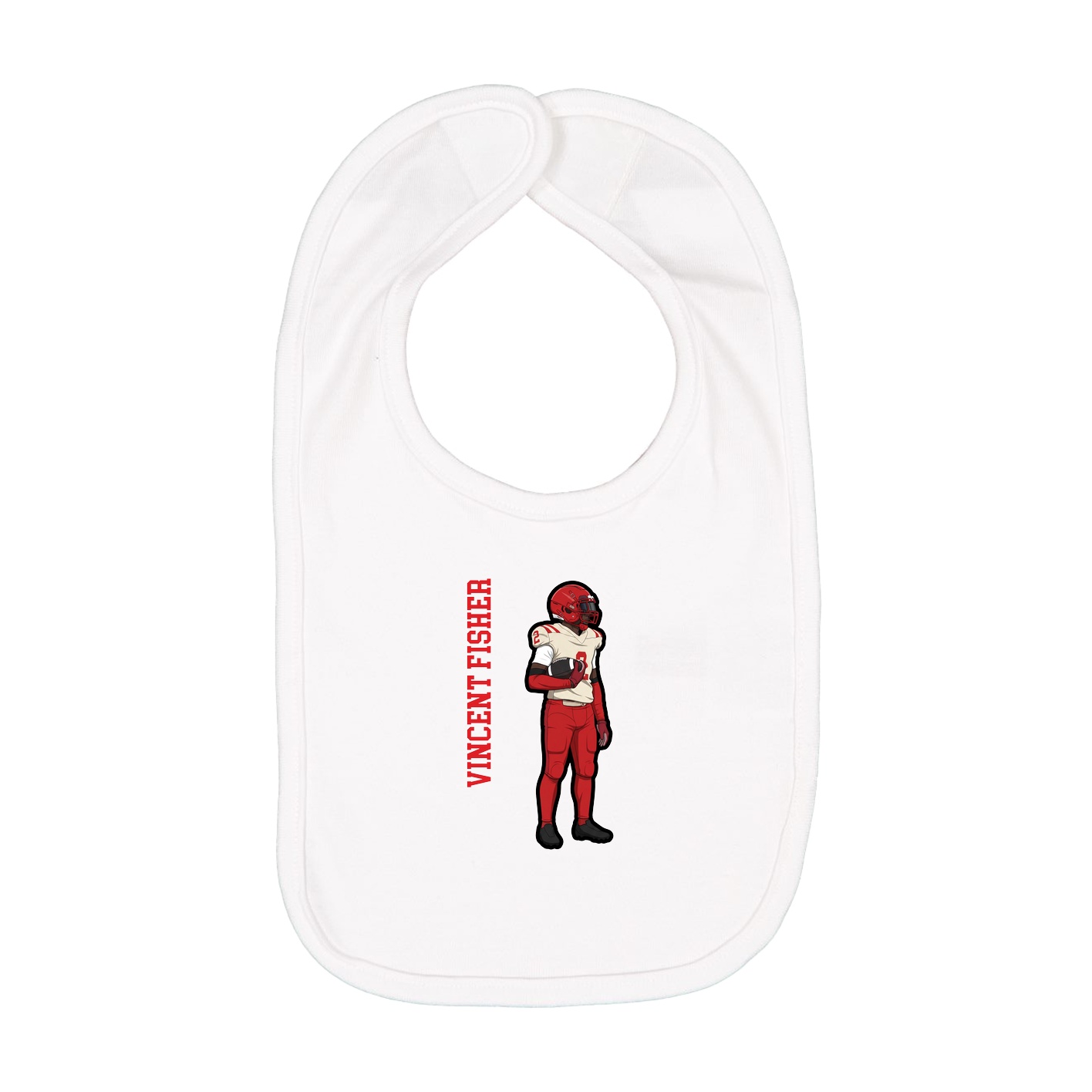 Infant Bib — Name Vertical in White