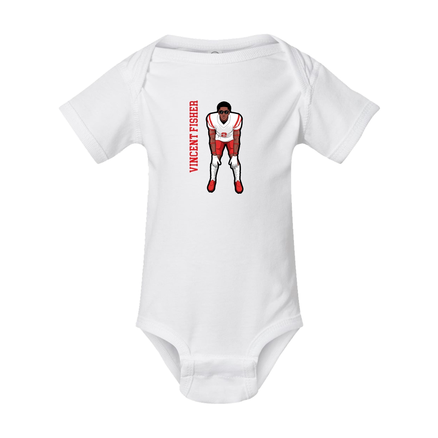 Baby Onesie — Name Vertical in White