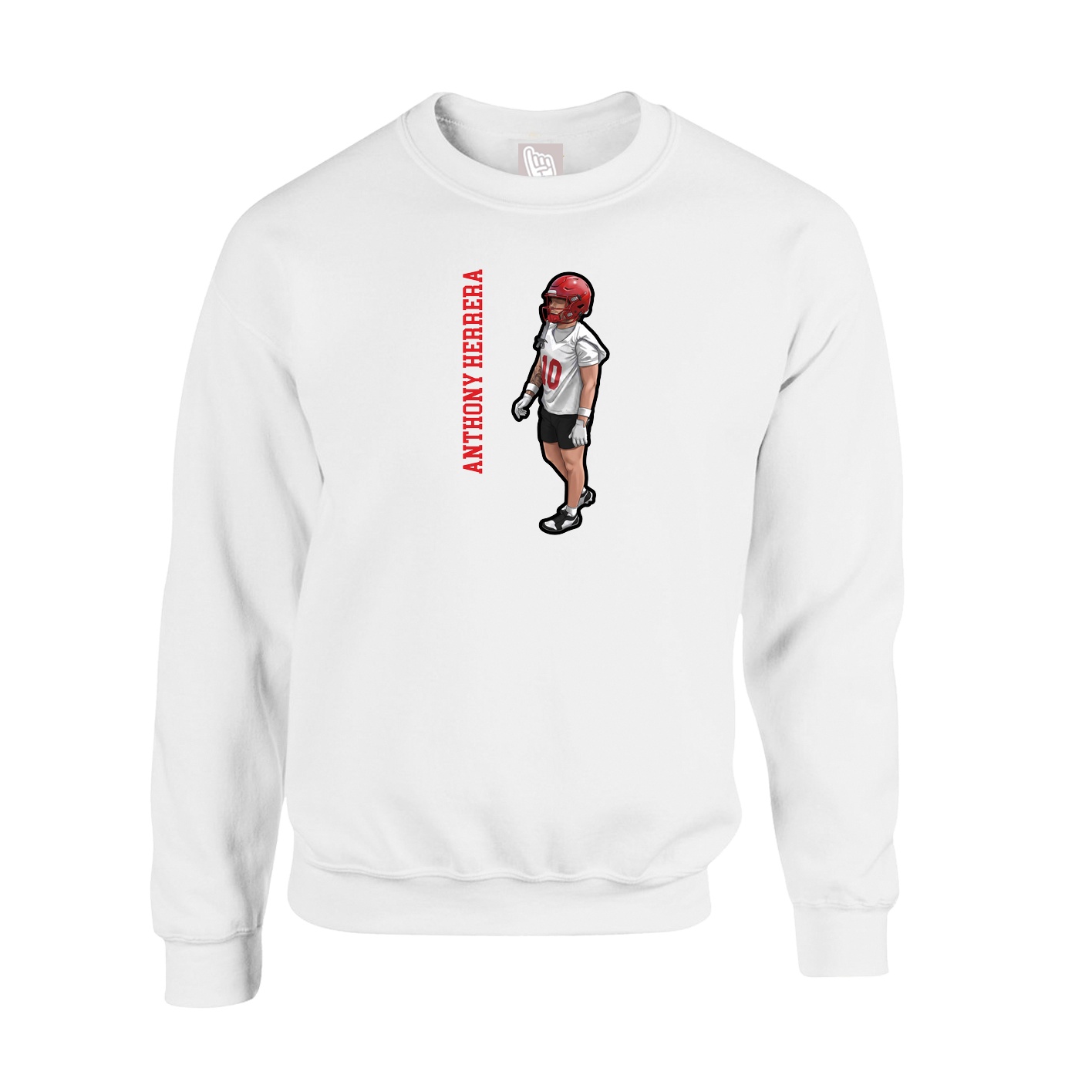 Fleece Crew — Name Vertical in White