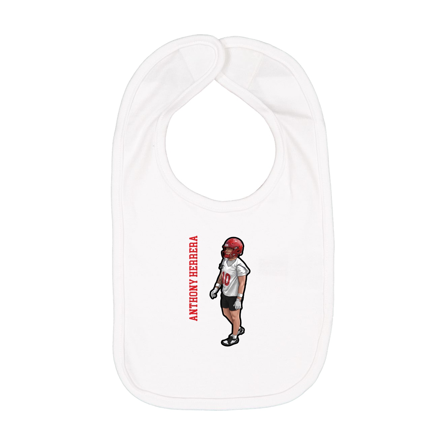 Infant Bib — Name Vertical in White