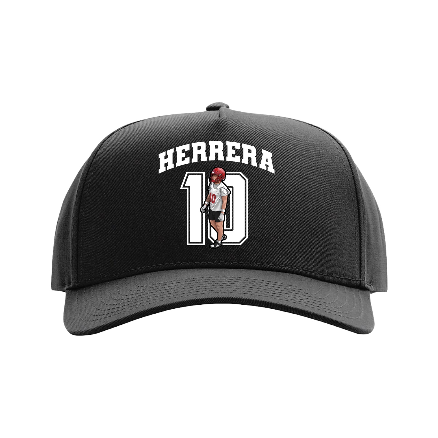 Full Fabric Five-Panel Champ Cap — Number in Black