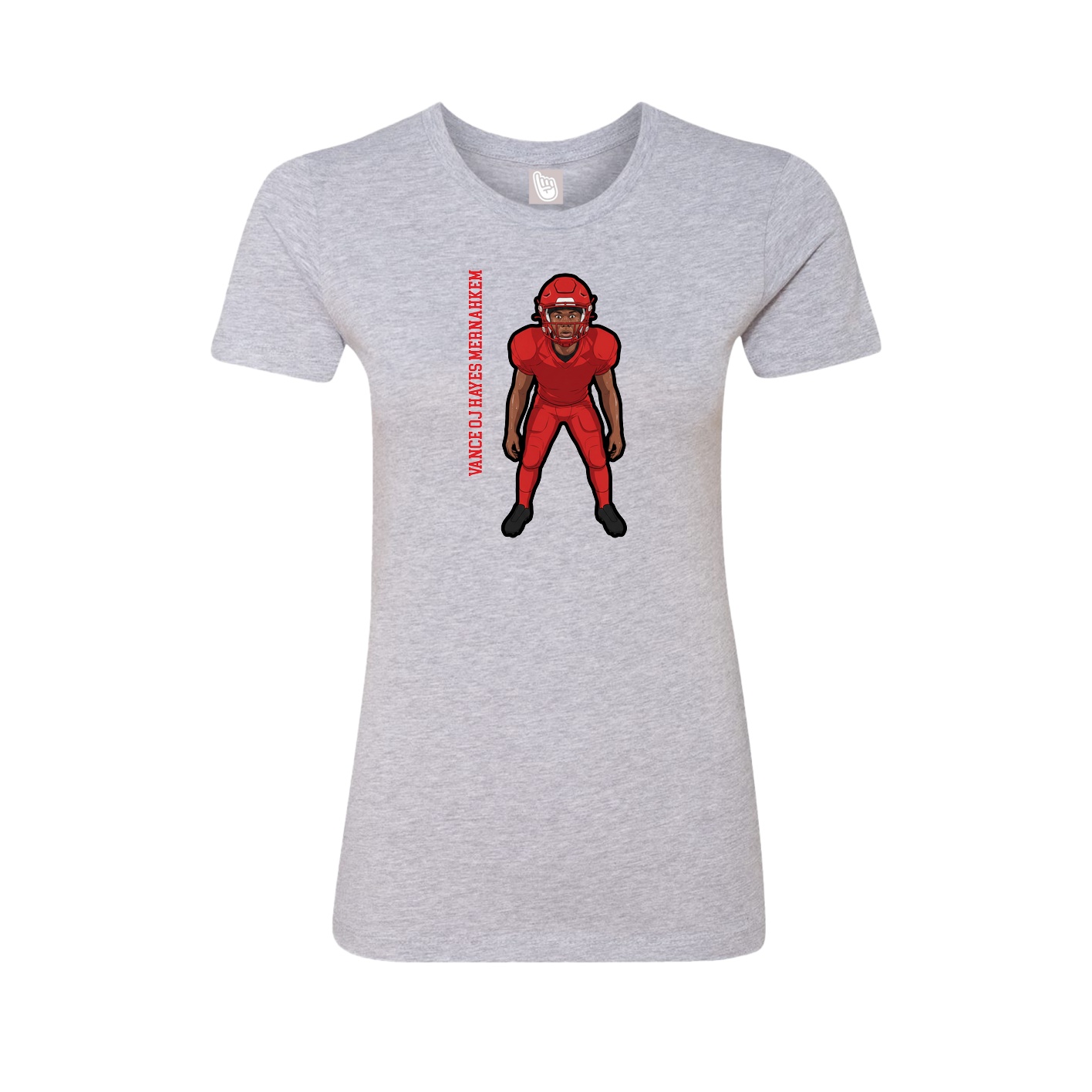 Fitted Women's Tee — Name Vertical in Grey