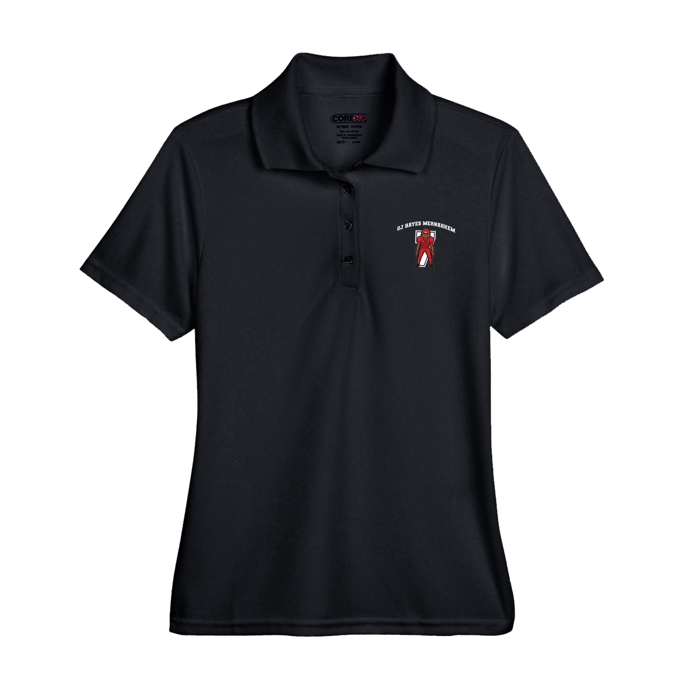 Womens Performance Polo — Number in Black