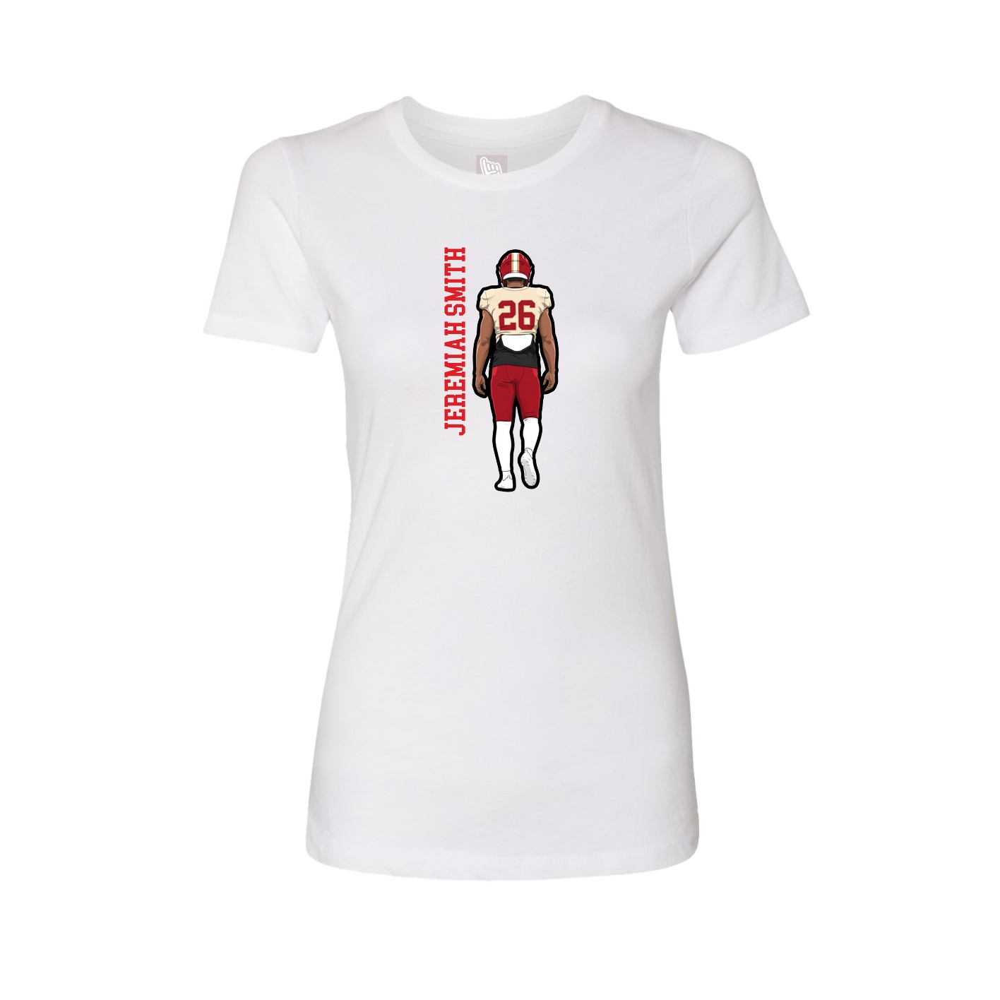 Fitted Women's Tee — Name Vertical in White