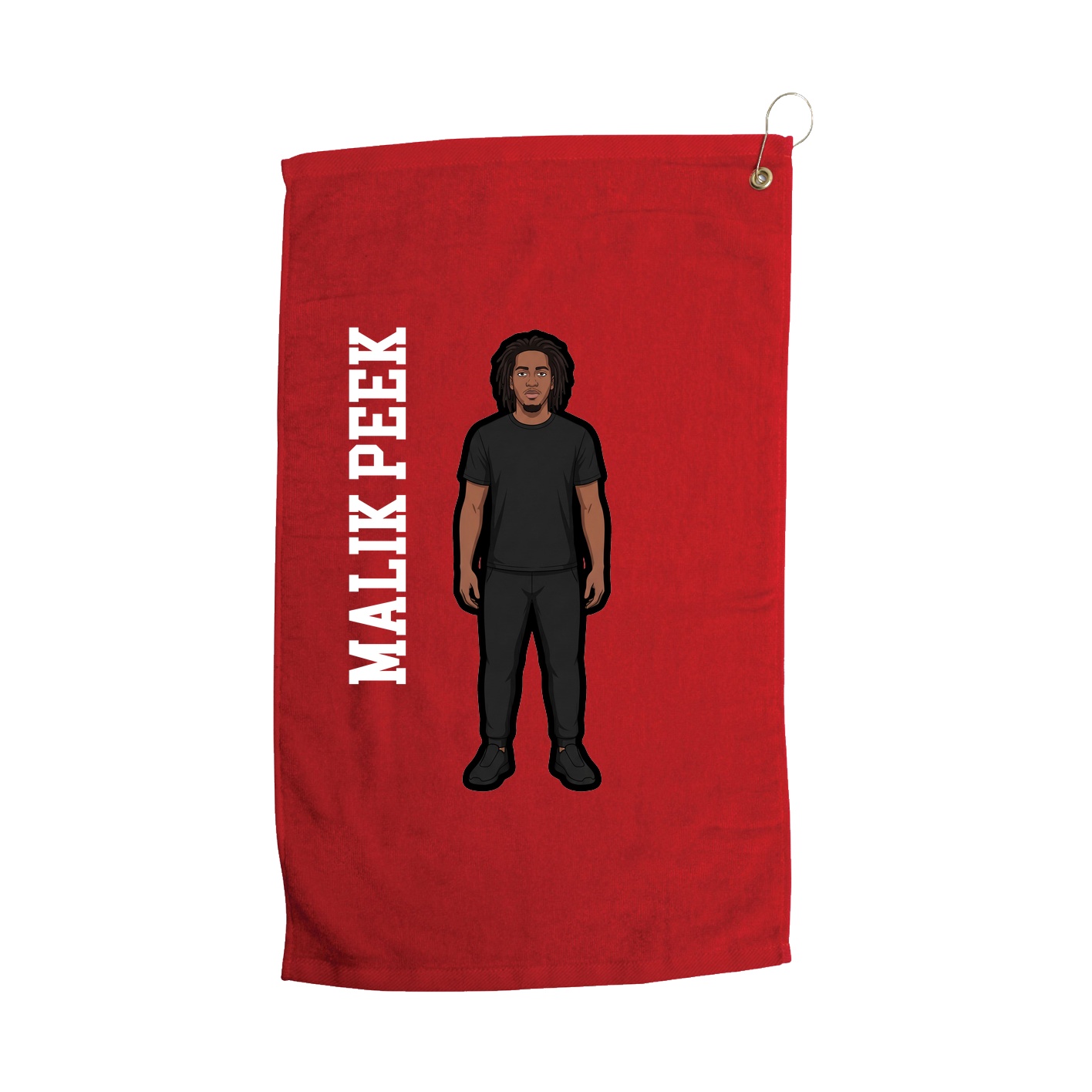 Golf Towel — Name Vertical in Red
