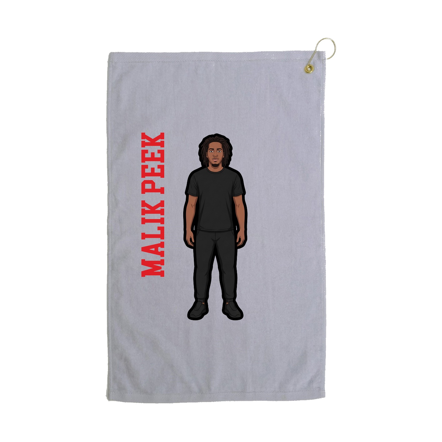 Golf Towel — Name Vertical in Grey
