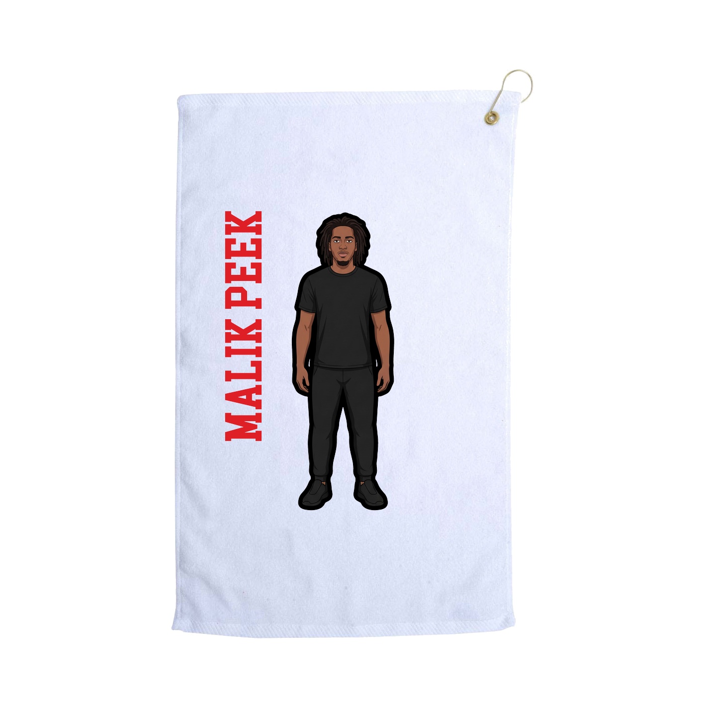 Golf Towel — Name Vertical in White