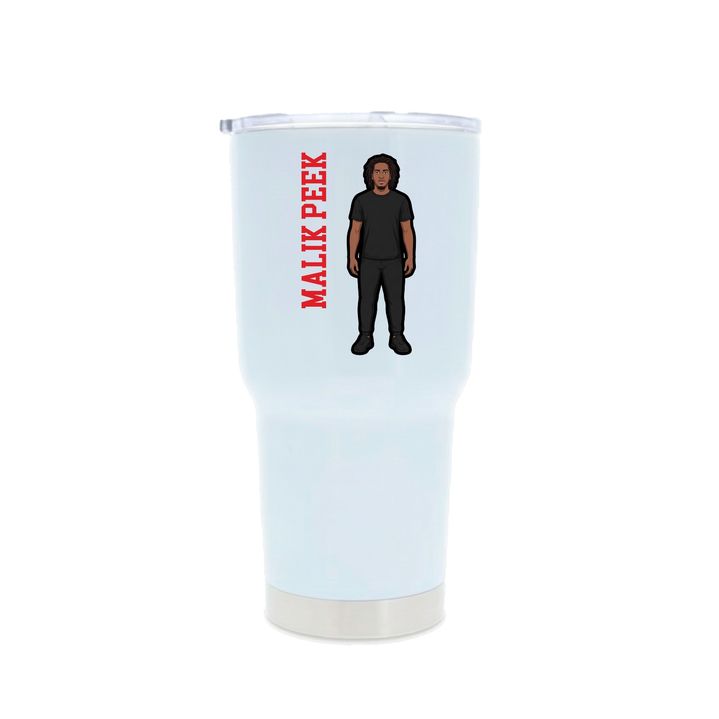 30oz Stainless Steel Tumbler — Name Vertical in White