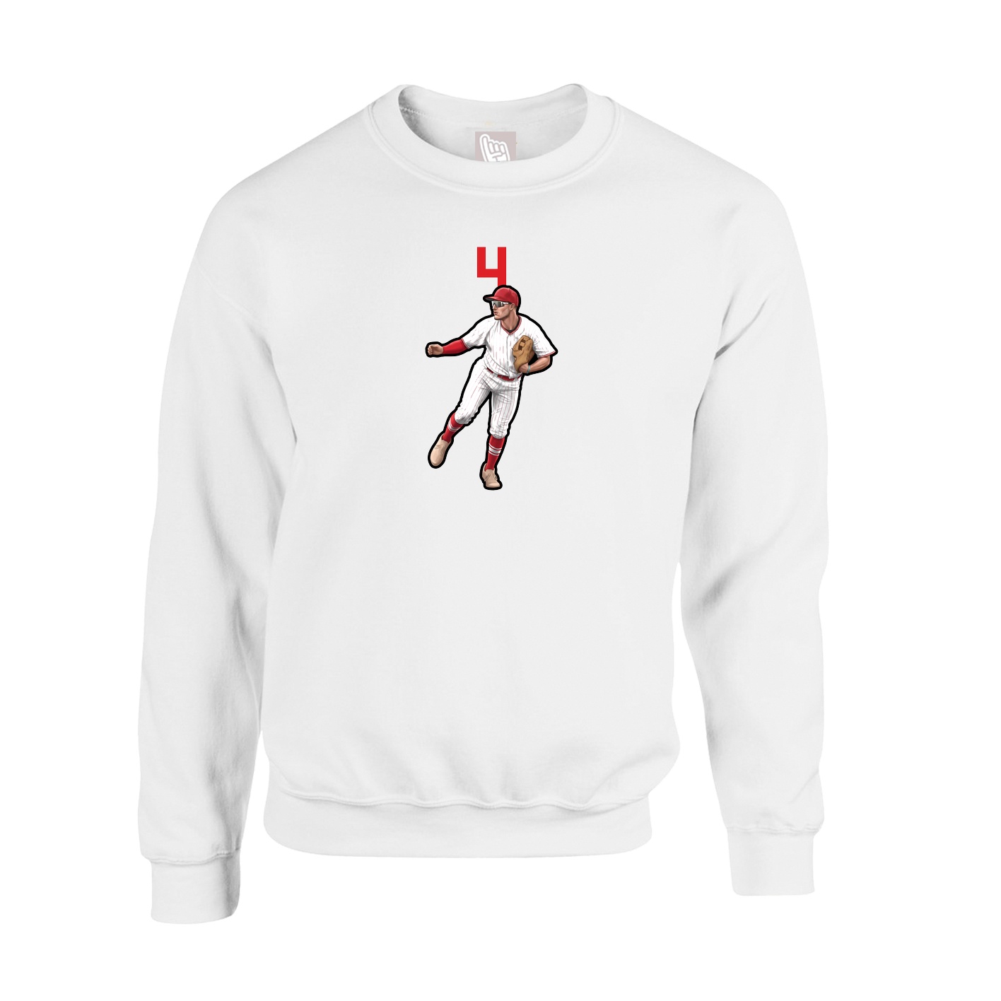 Fleece Crew — Number Top in White