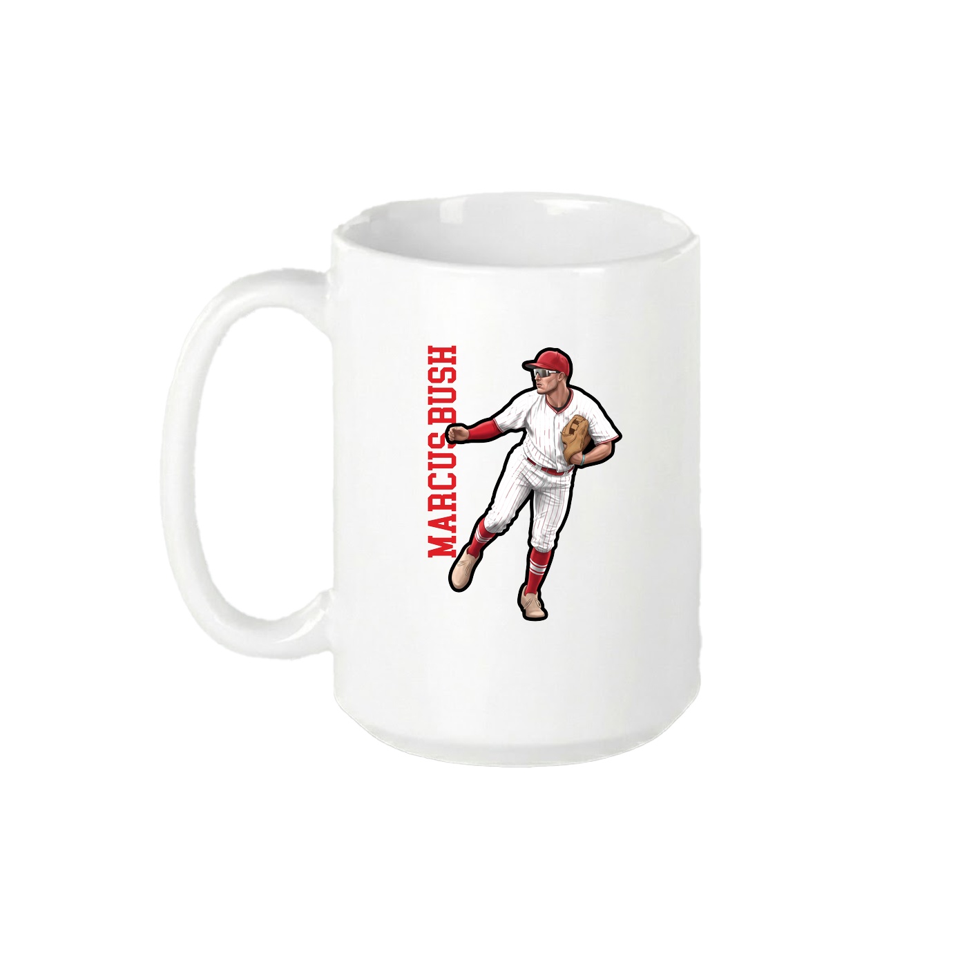 15oz Coffee Mug — Name Vertical in White
