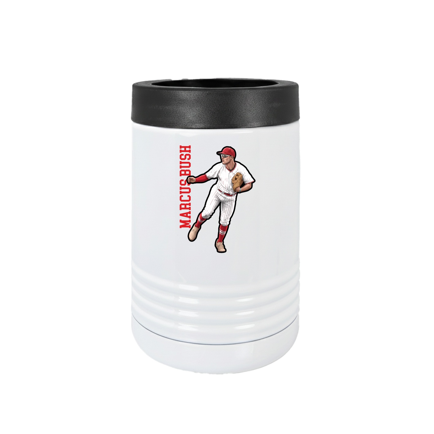 Beverage Holder — Name Vertical in White