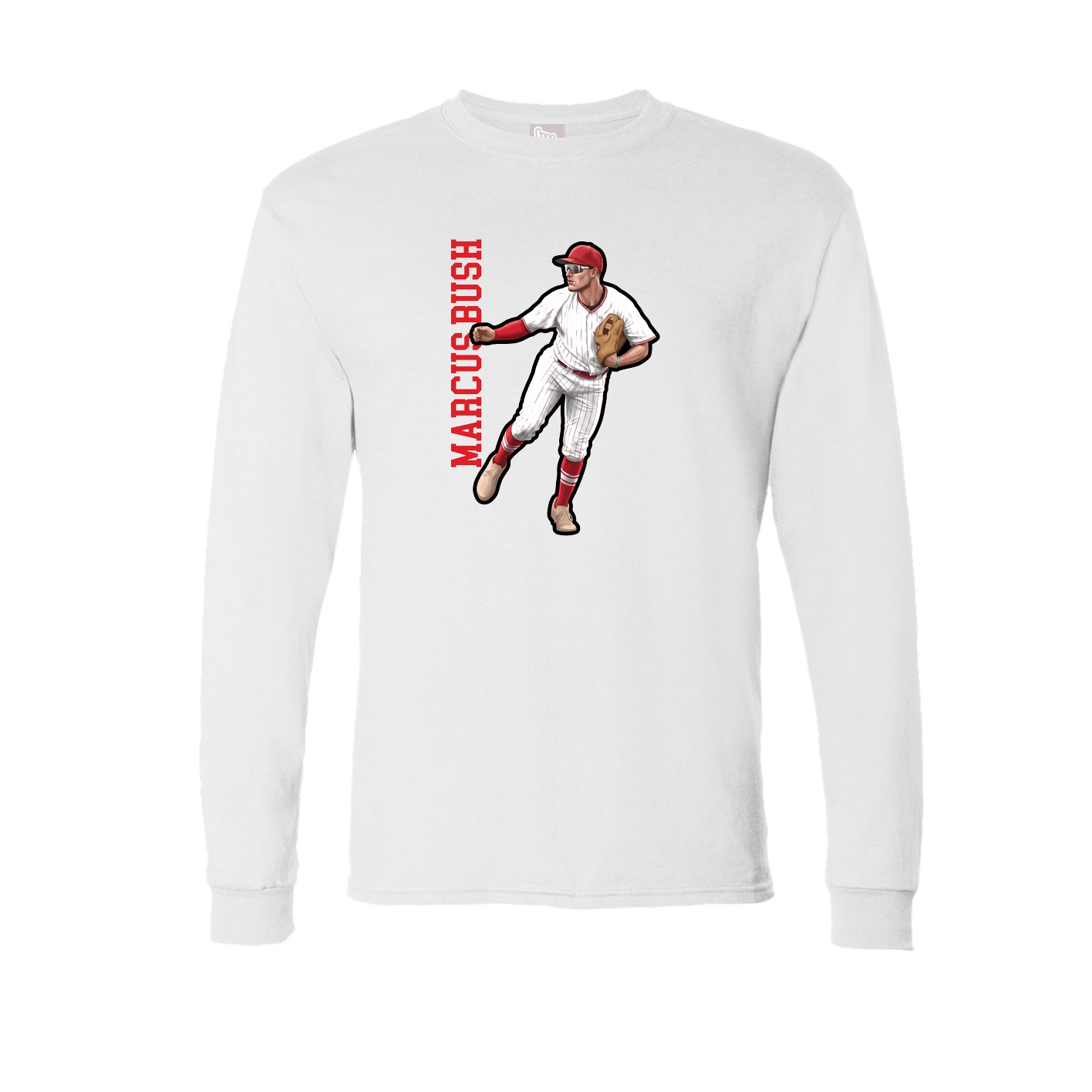 Long Sleeve Tee — Name Vertical in White