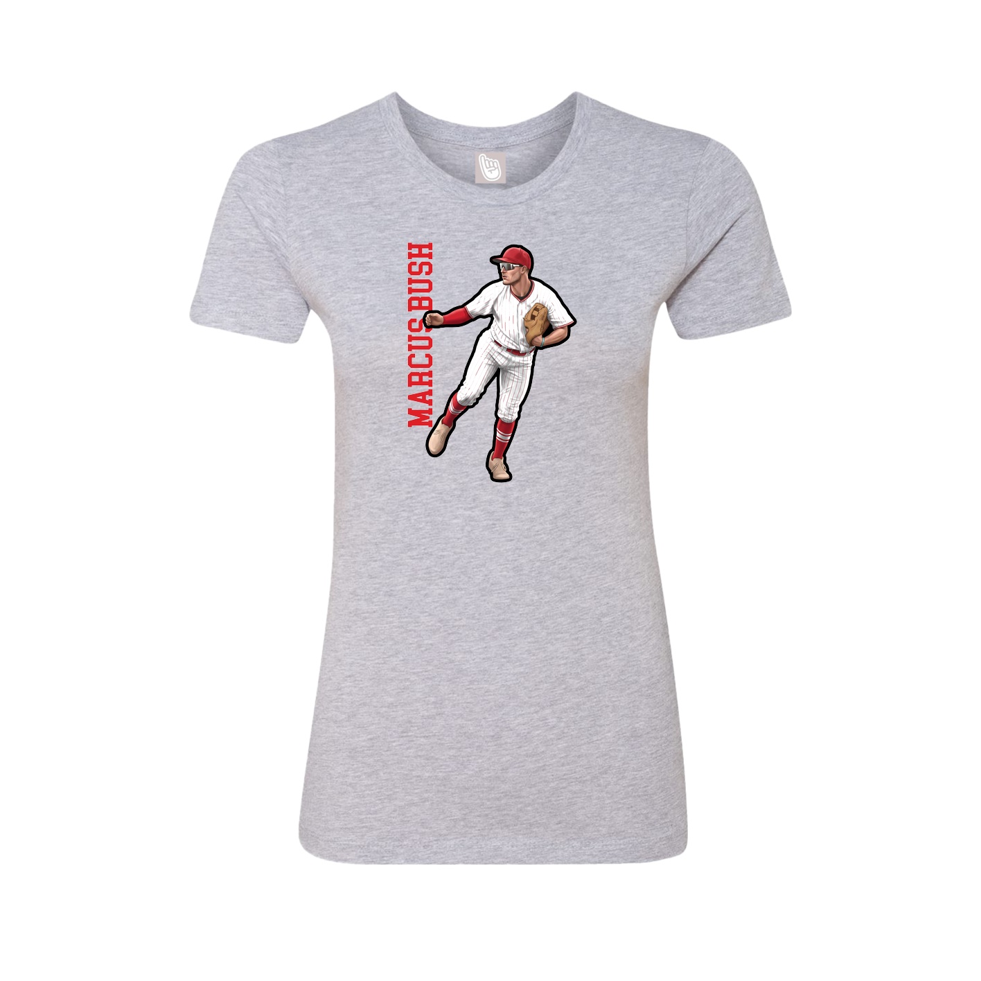 Fitted Women's Tee — Name Vertical in Grey
