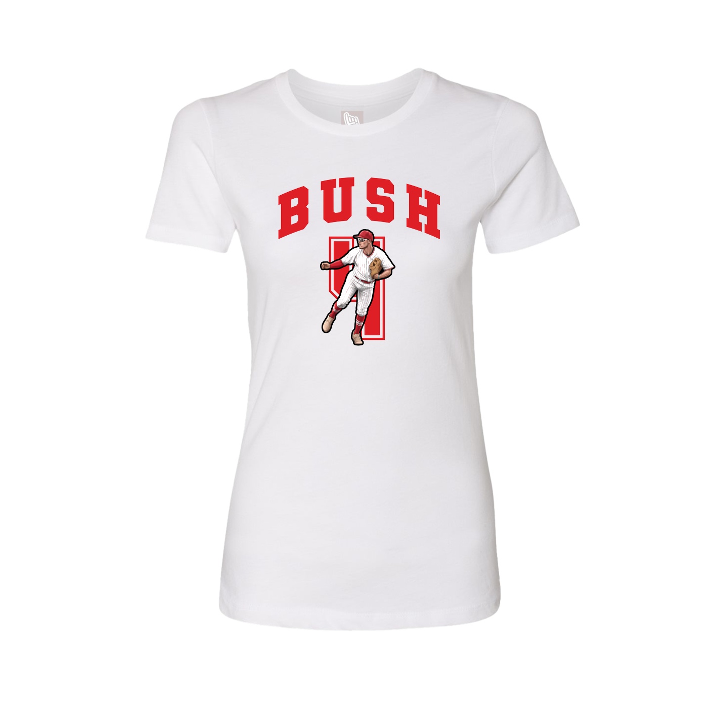 Fitted Women's Tee — Number in White