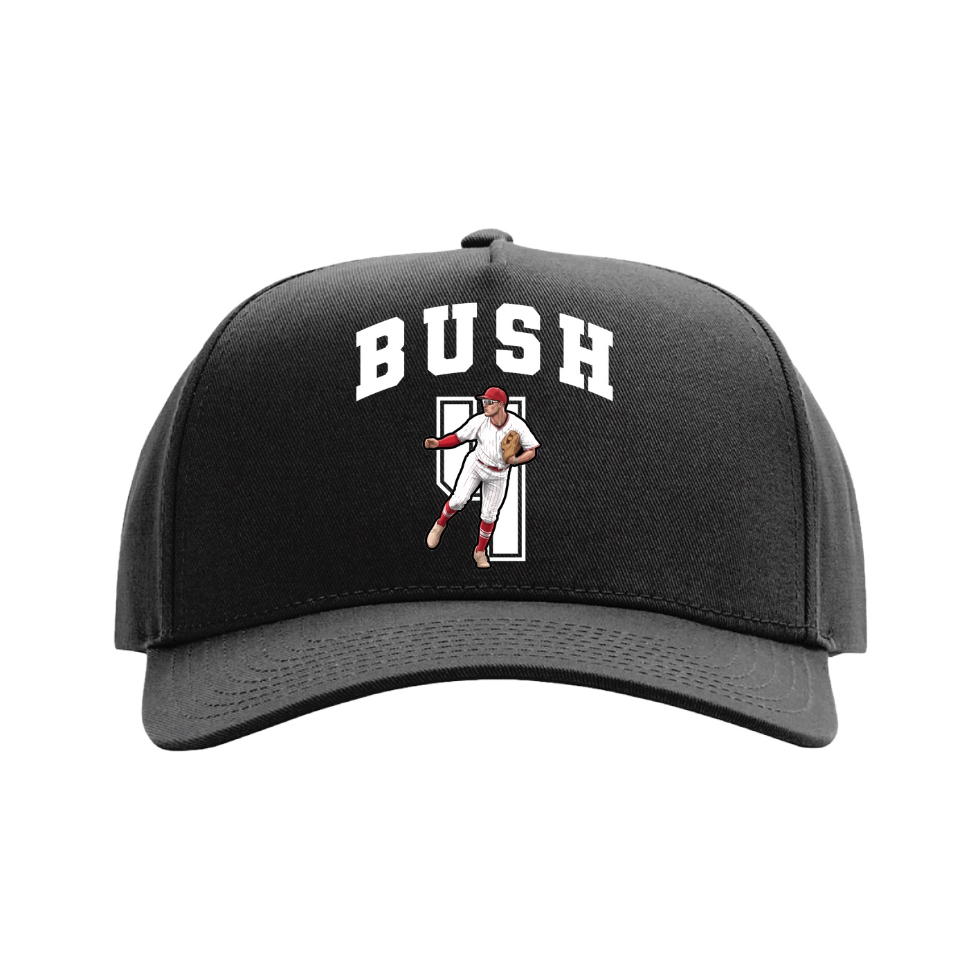 Full Fabric Five-Panel Champ Cap — Number in Black