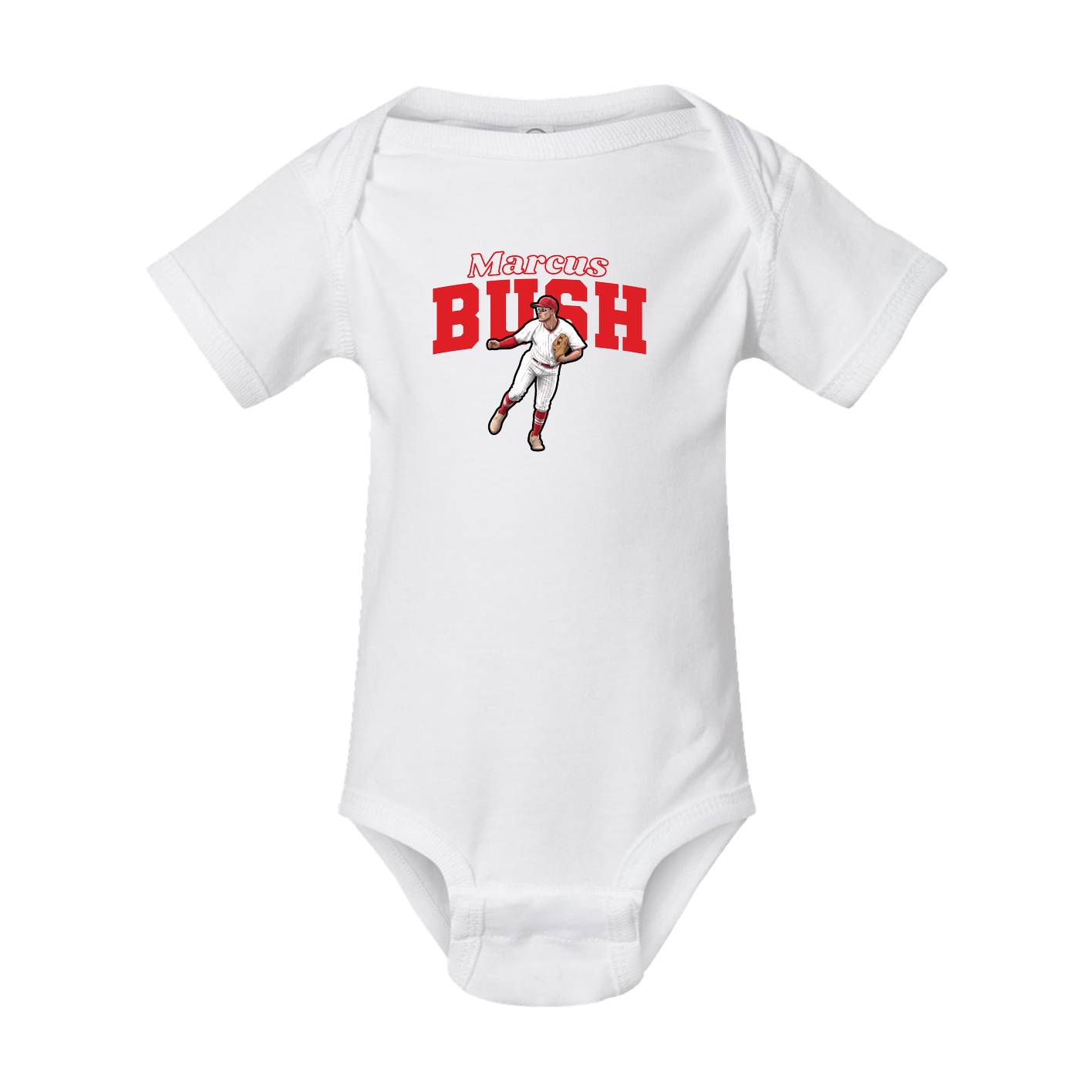 Baby Onesie — Name Arch in White