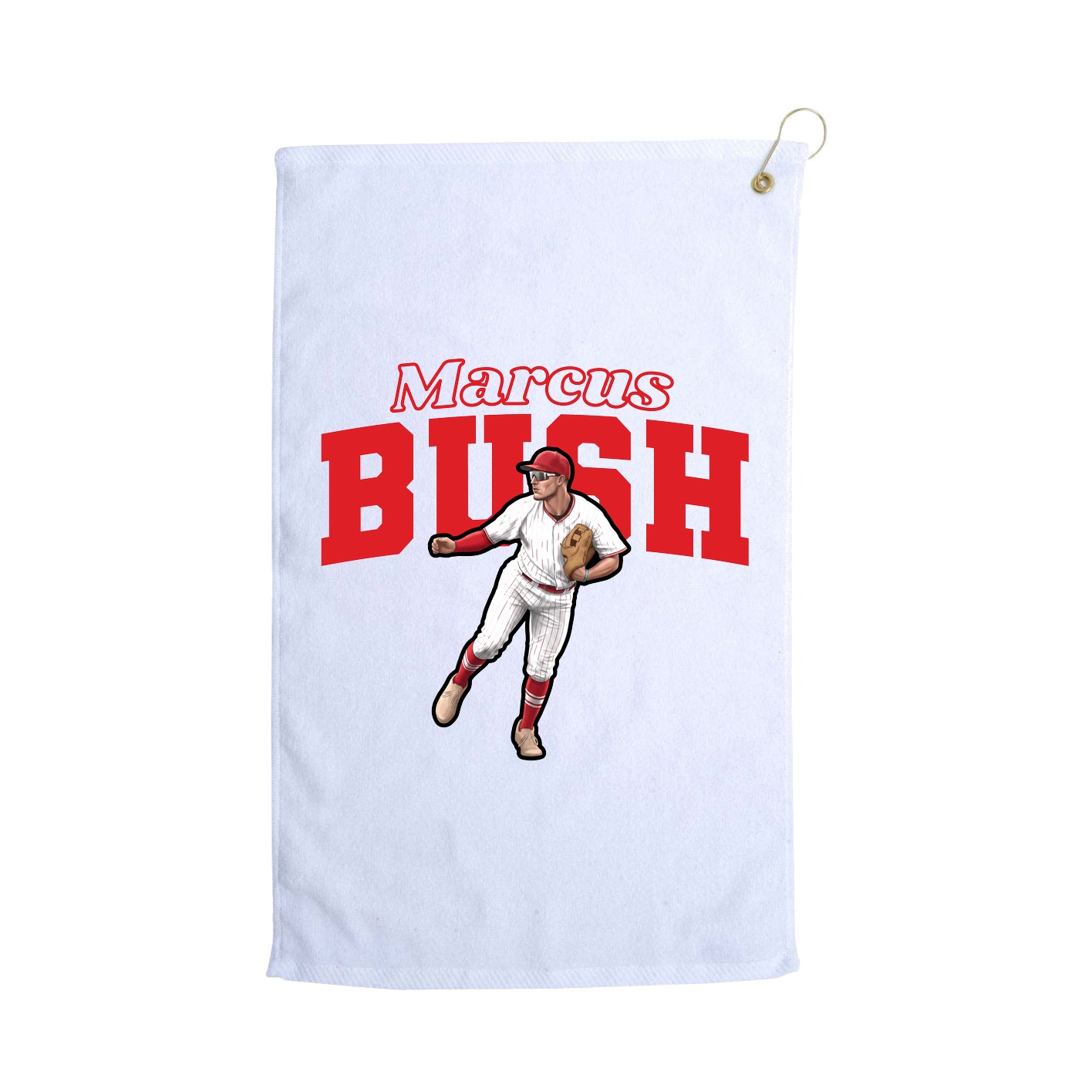 Golf Towel — Name Arch in White