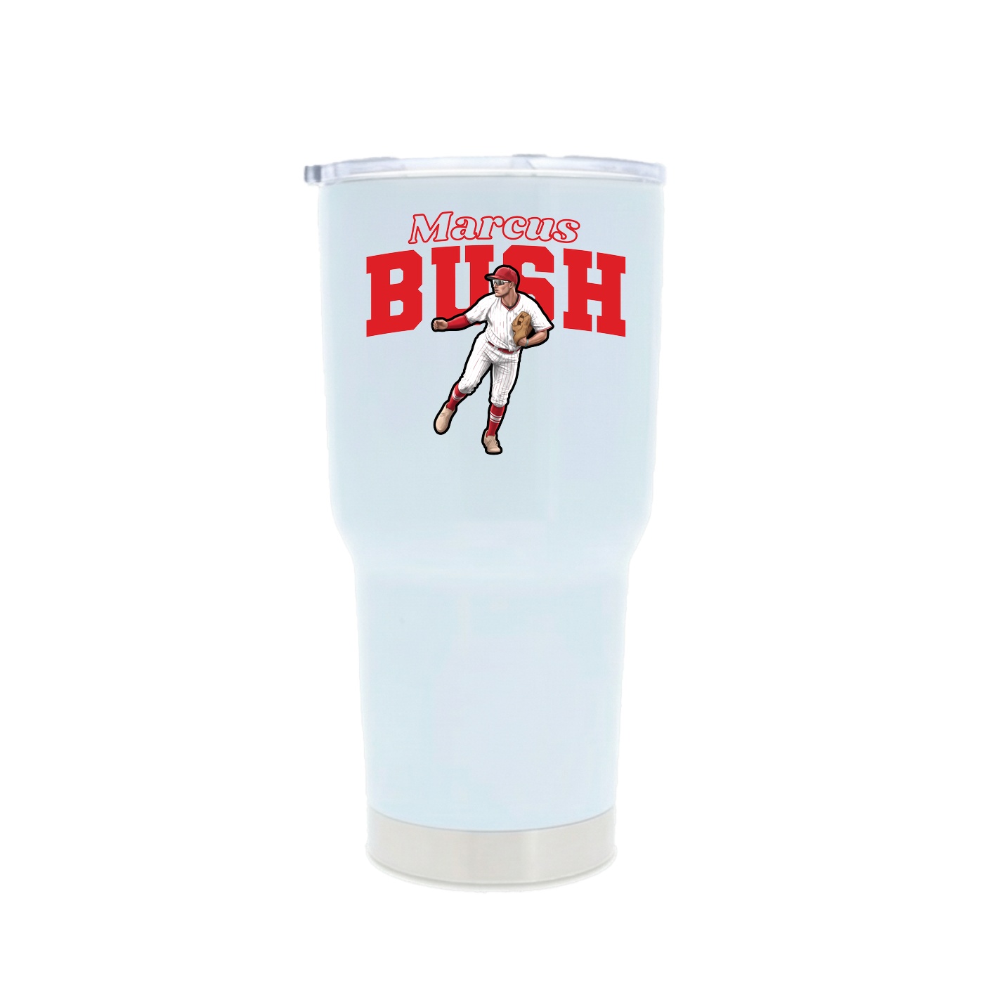 30oz Stainless Steel Tumbler — Name Arch in White