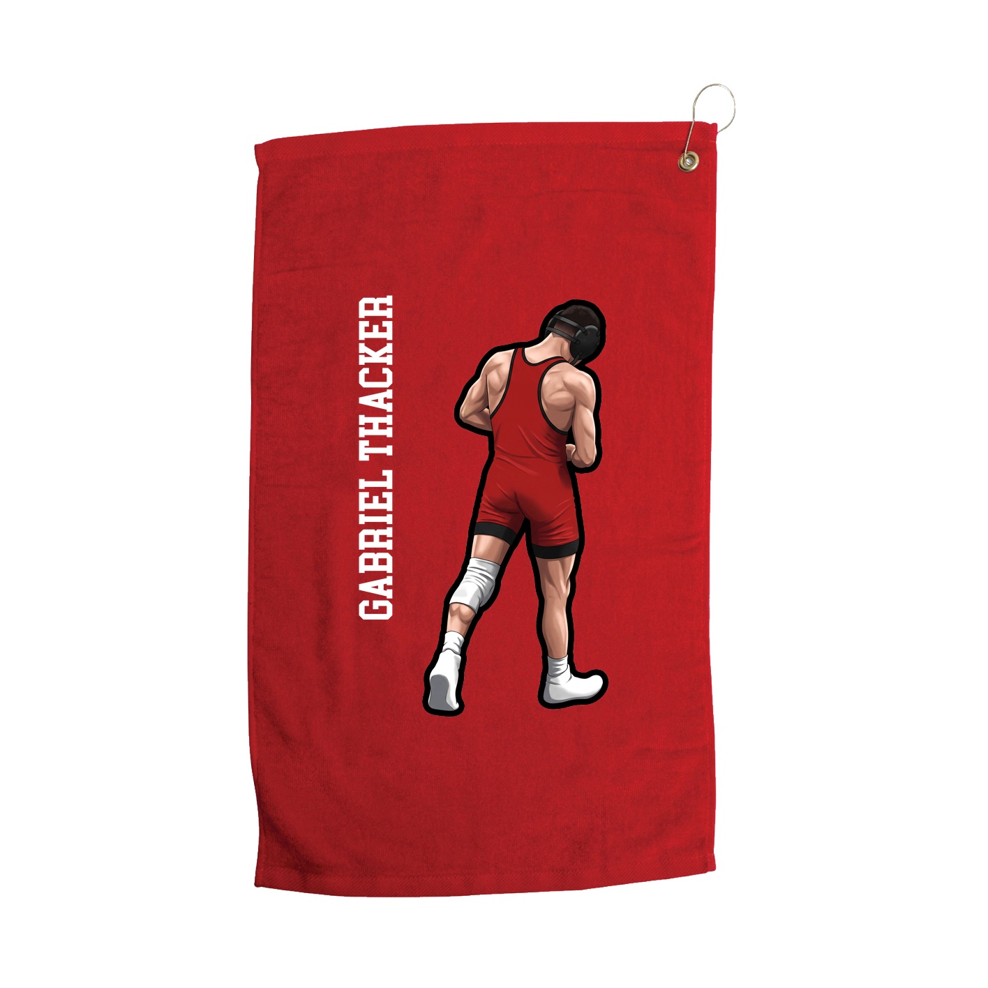 Golf Towel — Name Vertical in Red