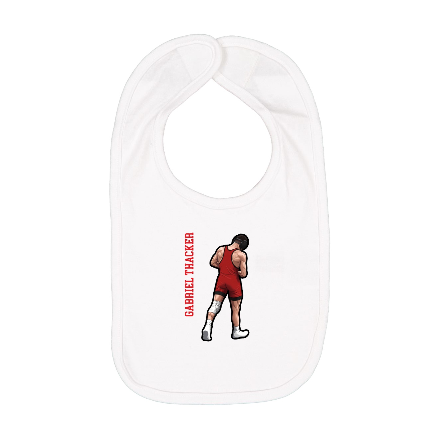 Infant Bib — Name Vertical in White