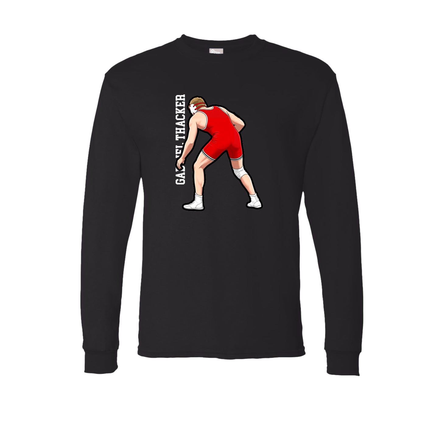 Long Sleeve Tee — Name Vertical in Black