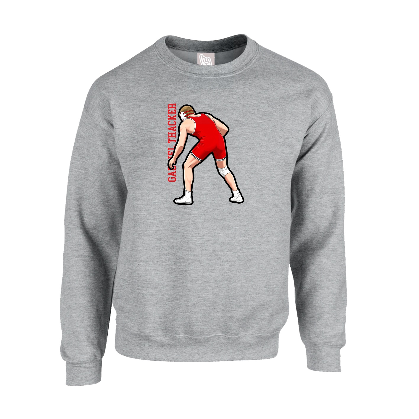 Fleece Crew — Name Vertical in Grey