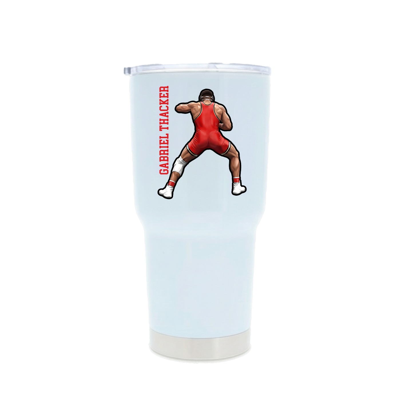 30oz Stainless Steel Tumbler — Name Vertical in White