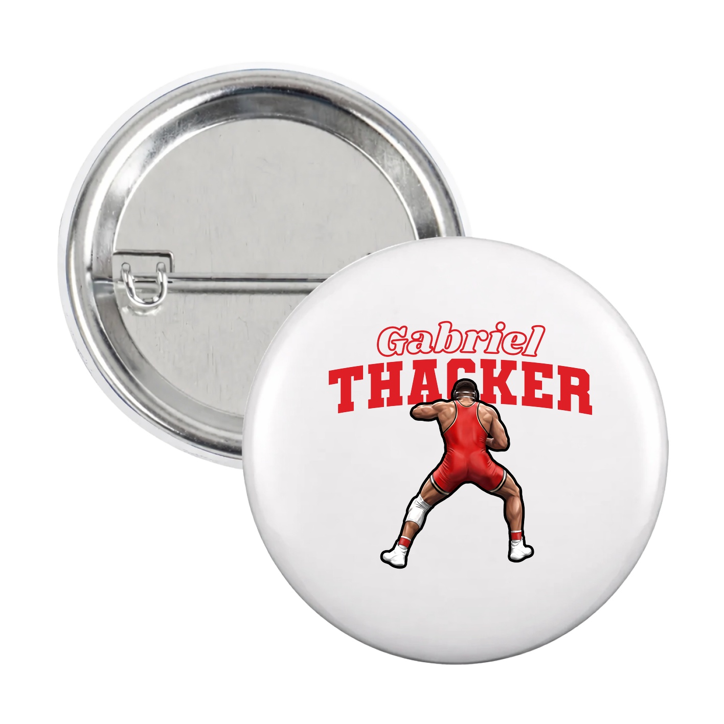 Game Day Button — Name Arch in White