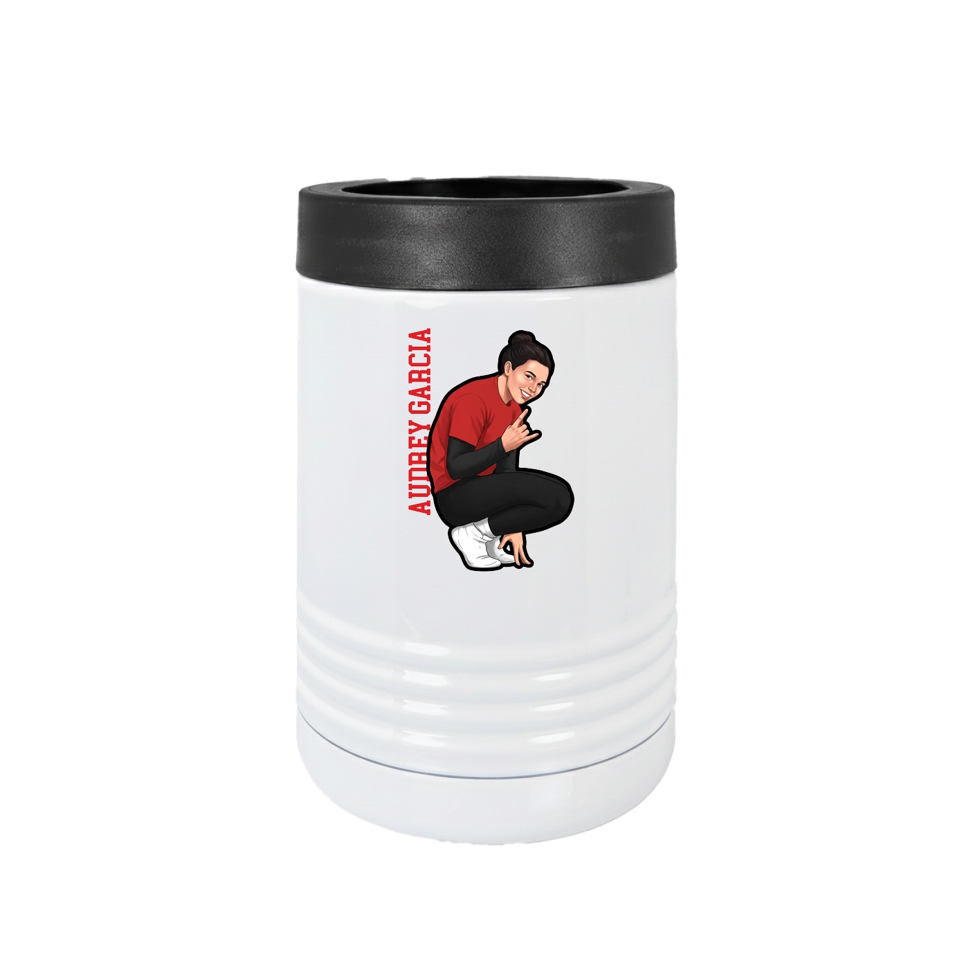 Beverage Holder — Name Vertical in White