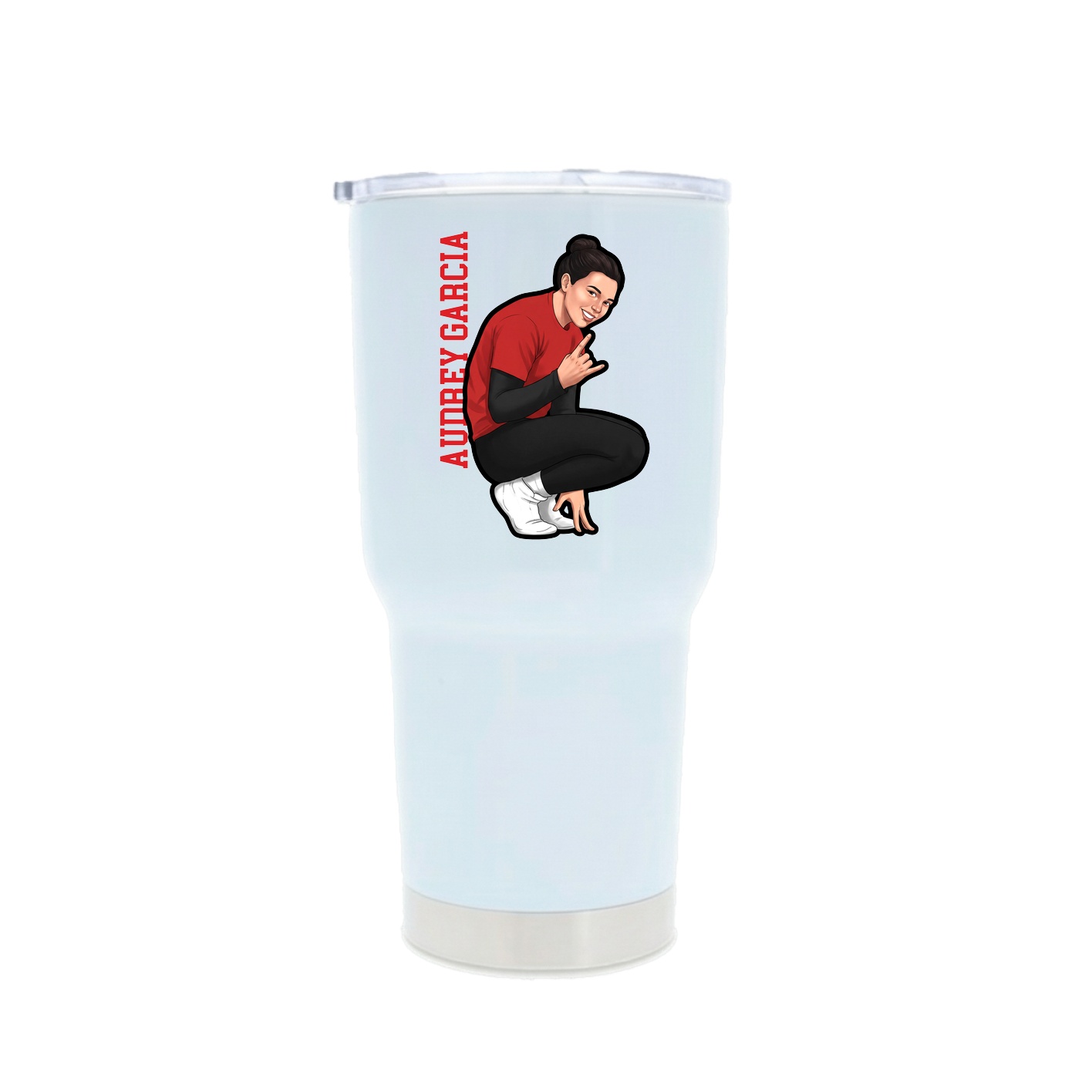 30oz Stainless Steel Tumbler — Name Vertical in White