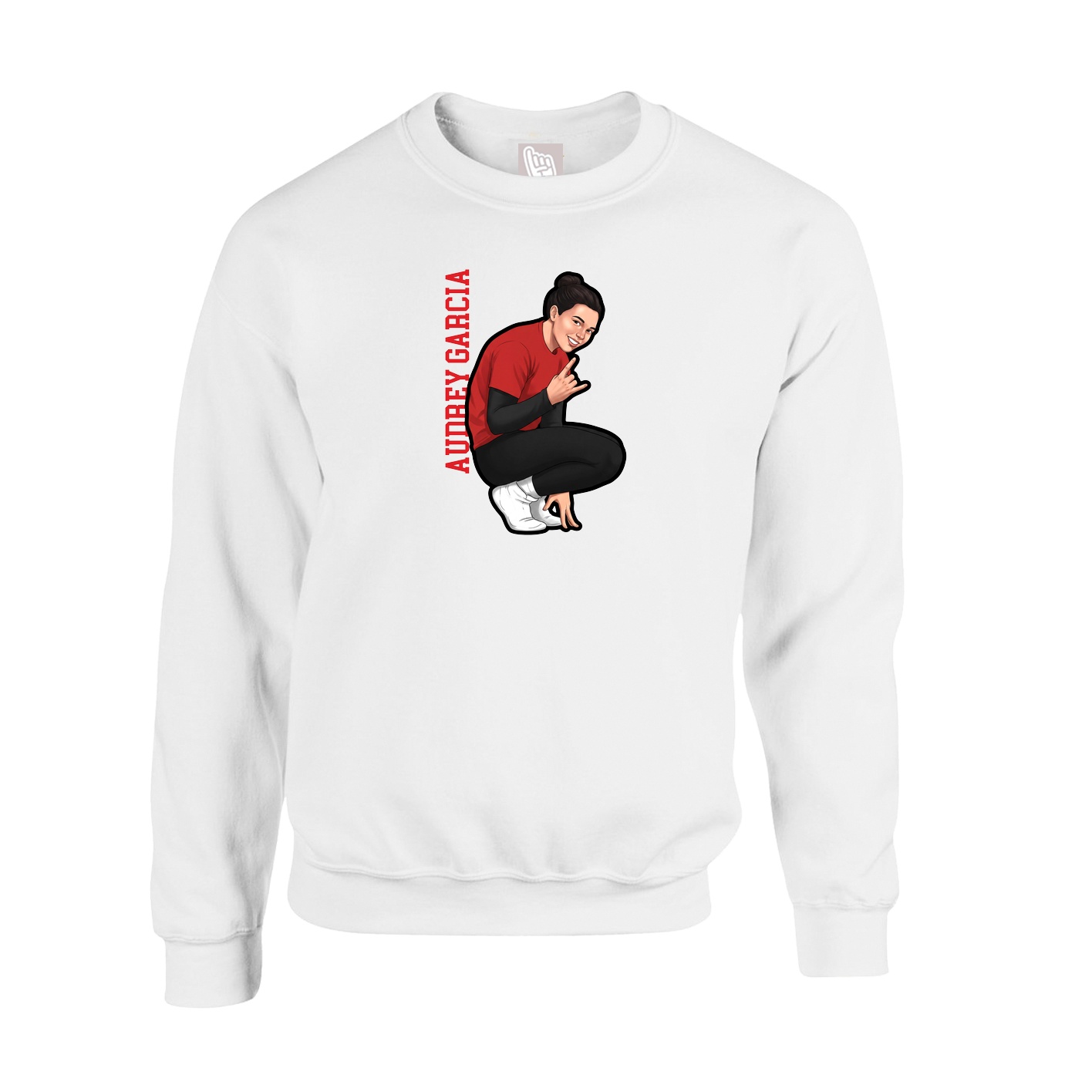 Fleece Crew — Name Vertical in White