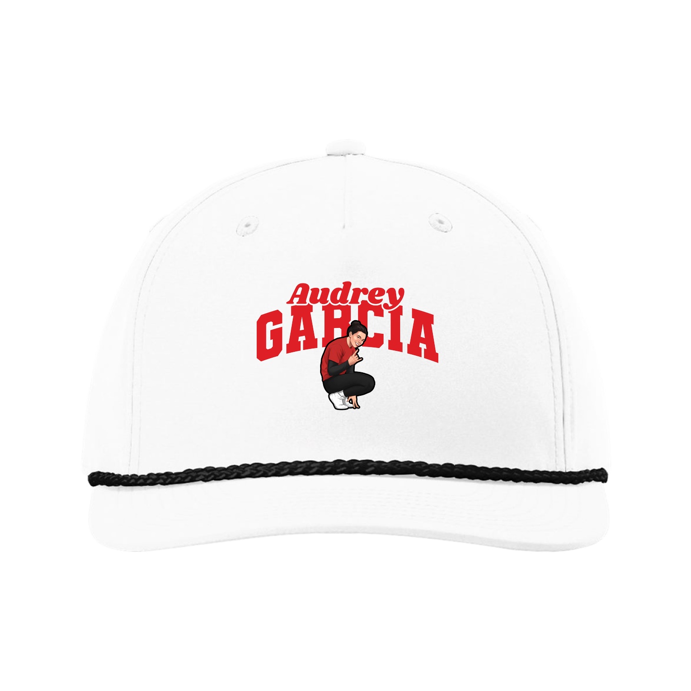 Five-Panel Classic Rope Cap — Signature Arch in White