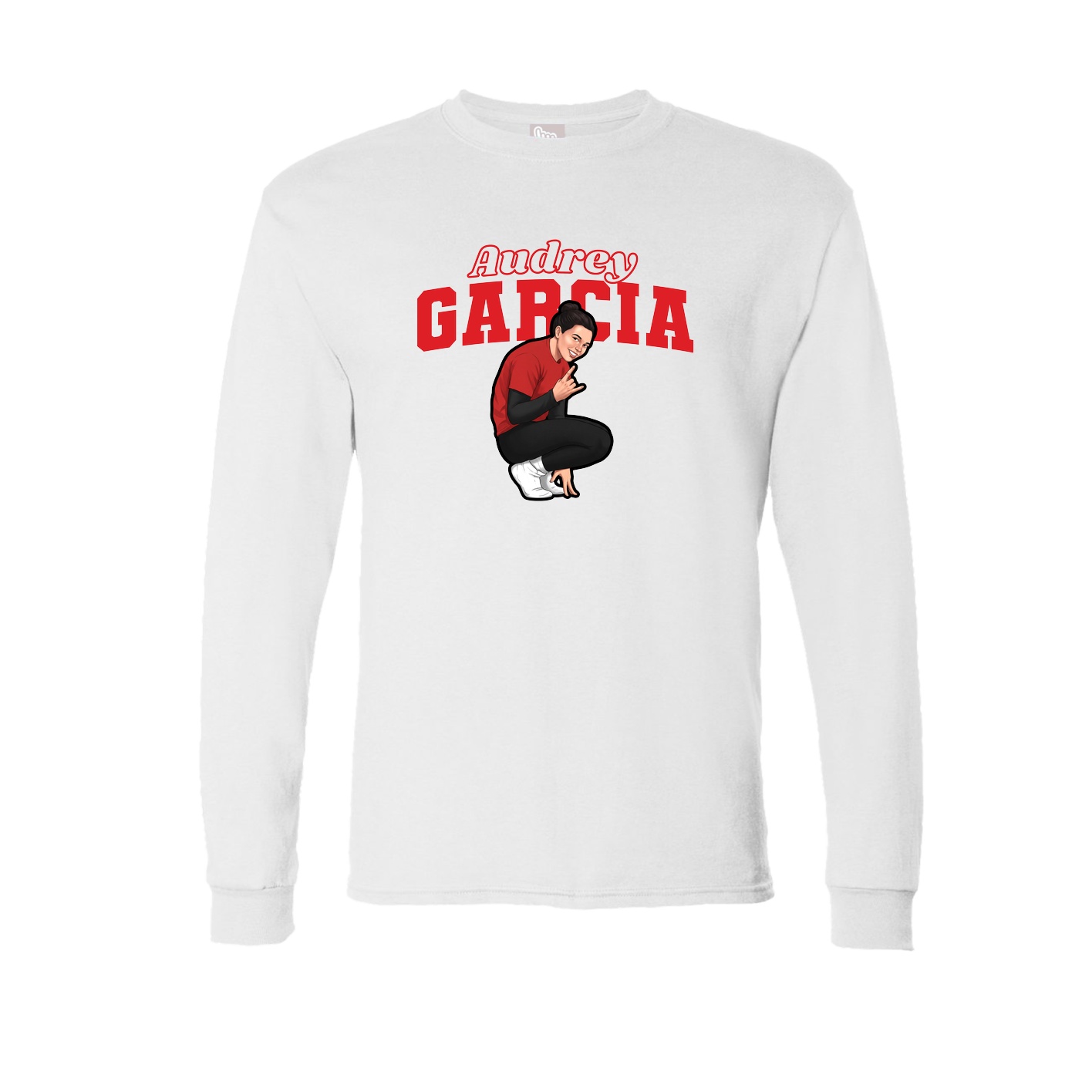 Long Sleeve Tee — Name Arch in White