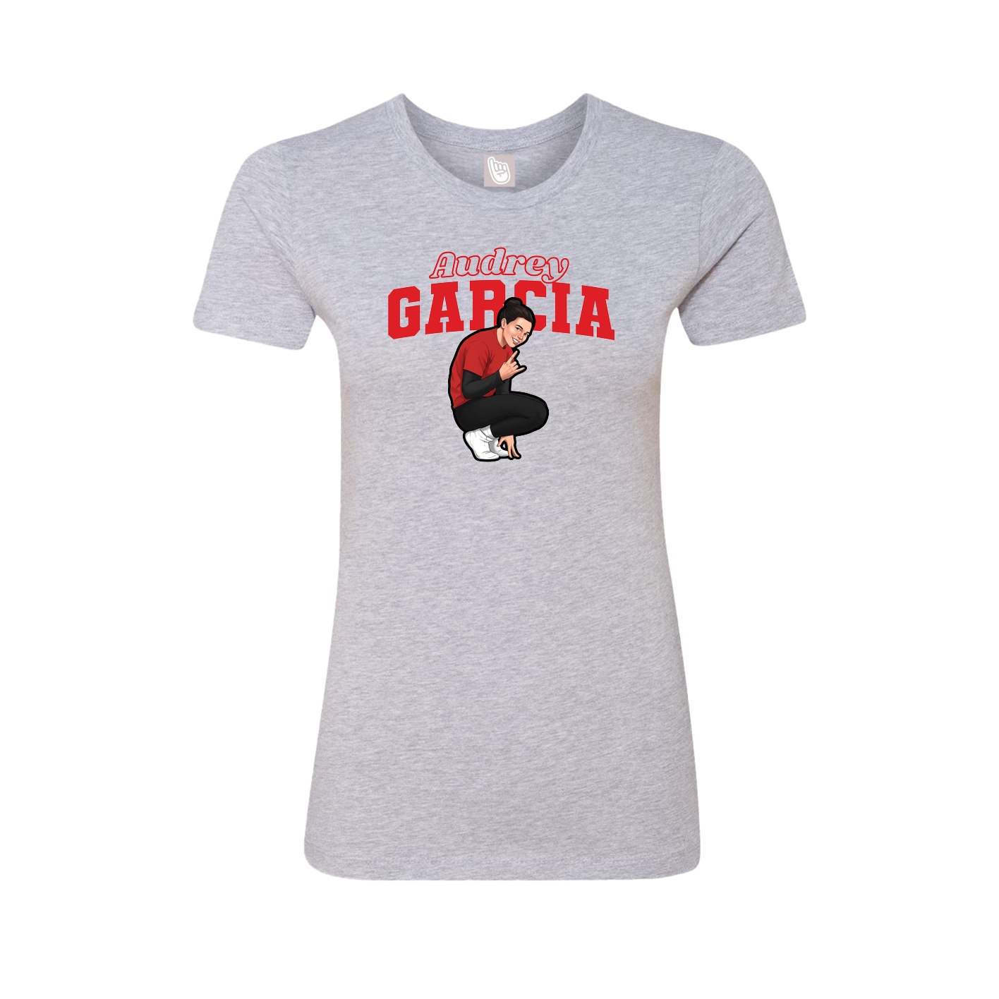 Womens Tee — Name Arch in Grey