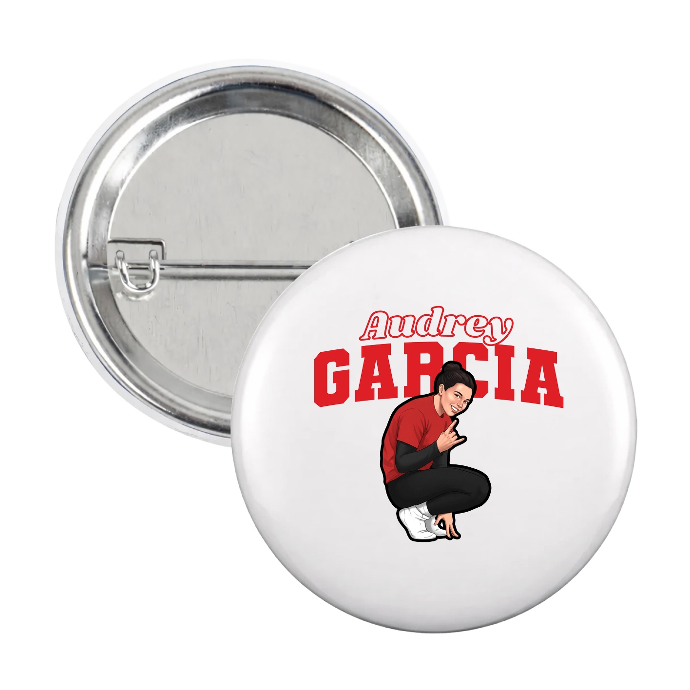 Game Day Button — Name Arch in White