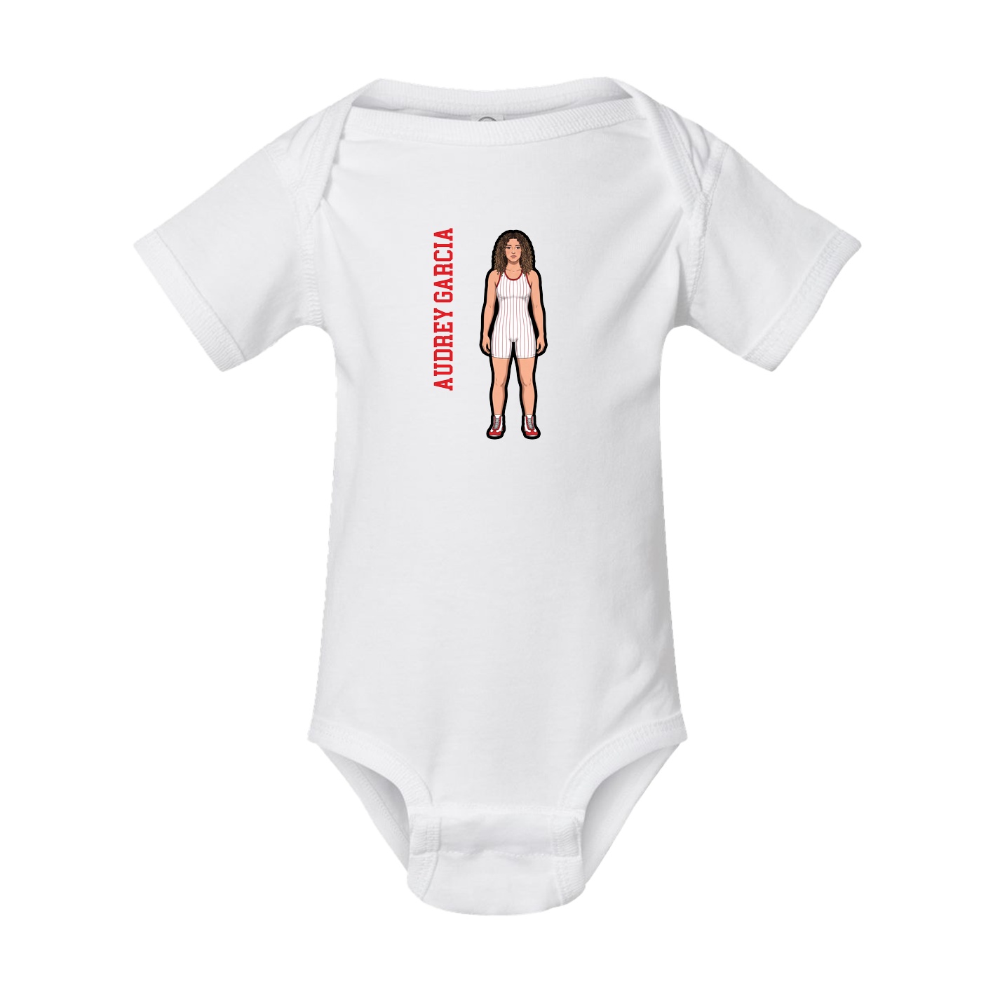 Baby Onesie — Name Vertical in White