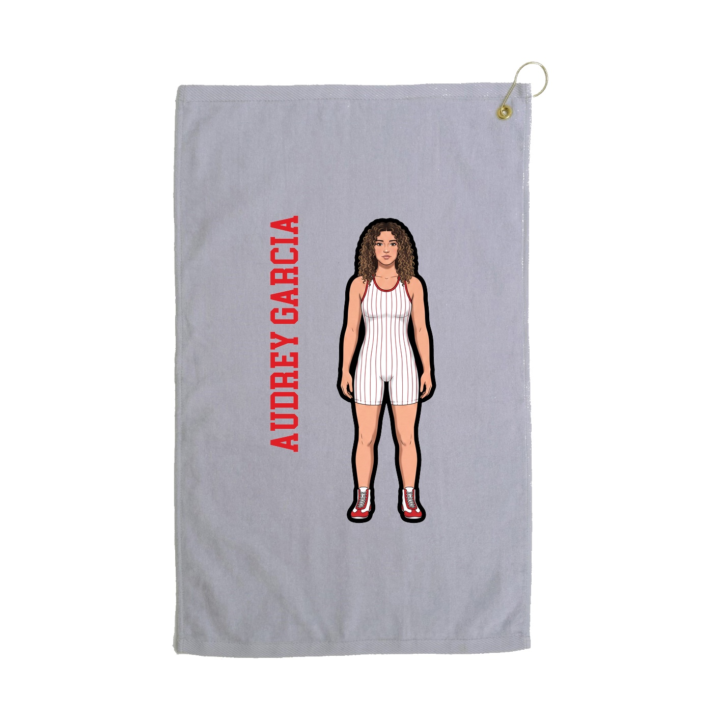 Golf Towel — Name Vertical in Grey