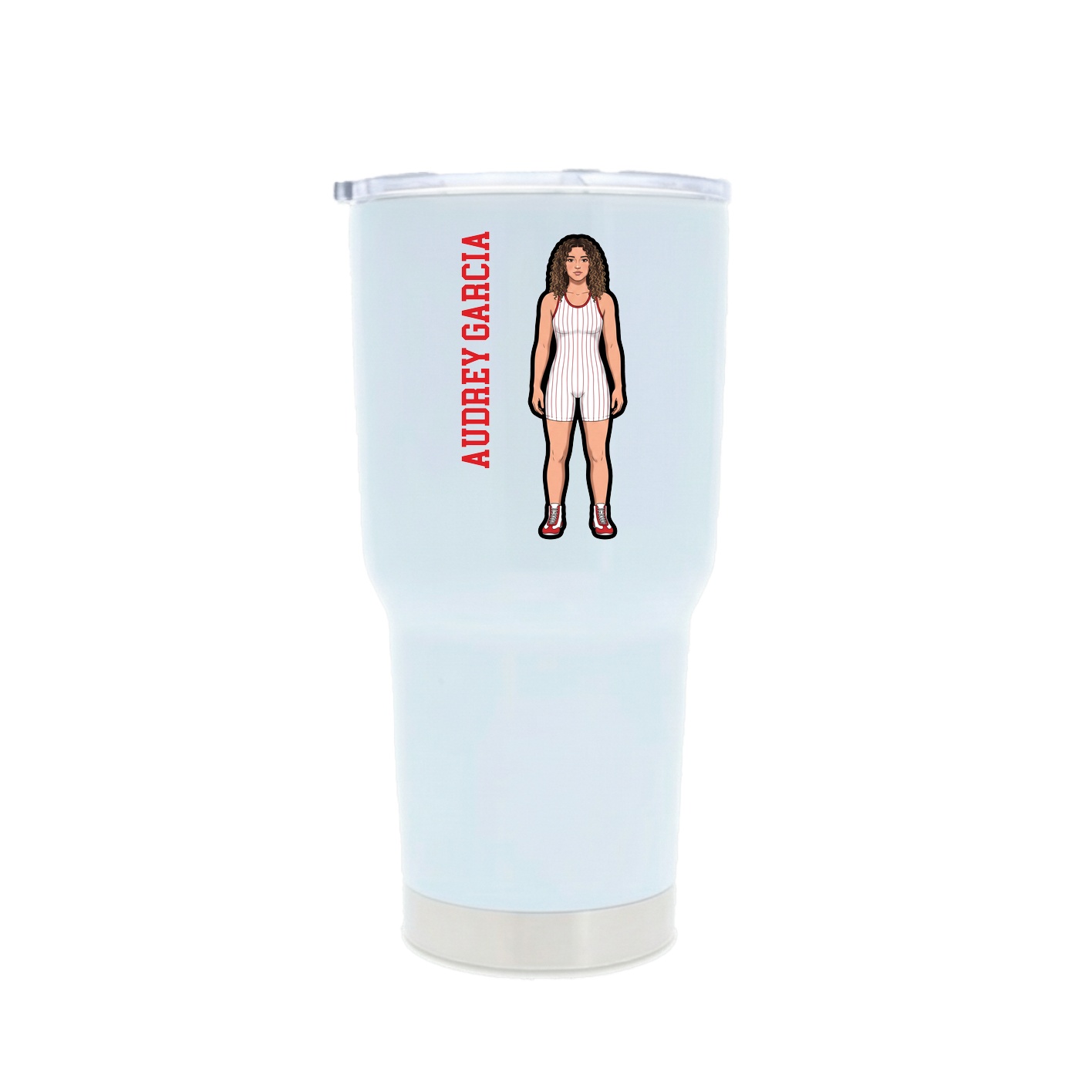 30oz Stainless Steel Tumbler — Name Vertical in White