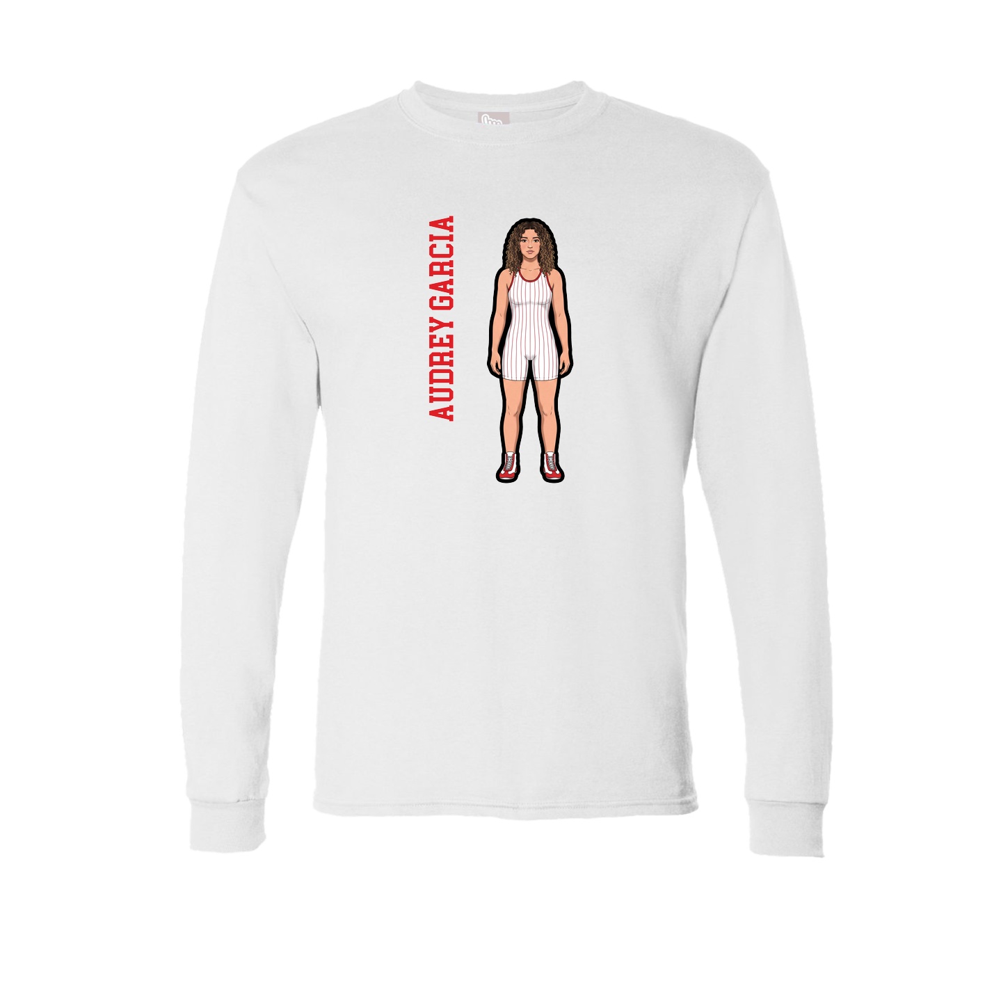Long Sleeve Tee — Name Vertical in White