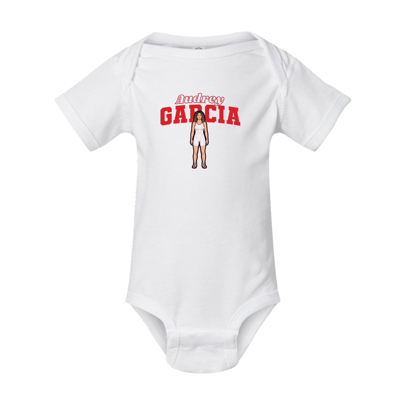 Baby Onesie — Name Arch in White