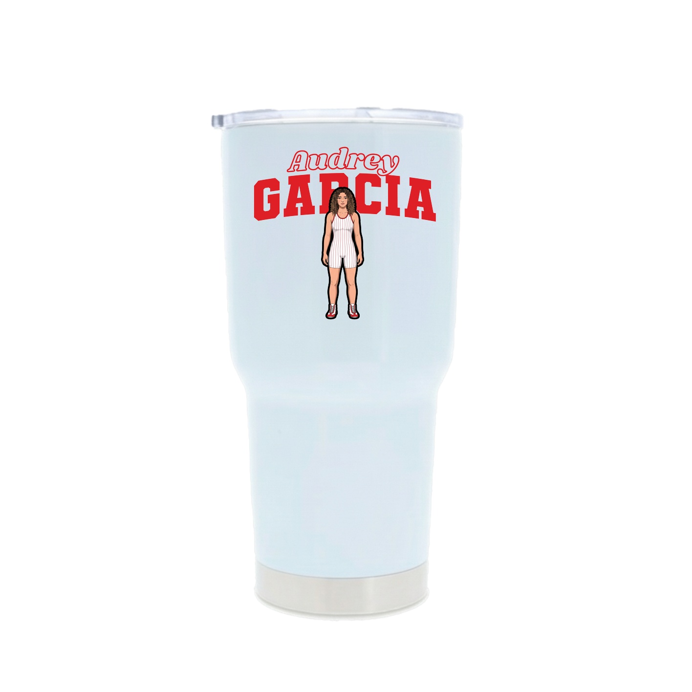 30oz Stainless Steel Tumbler — Name Arch in White