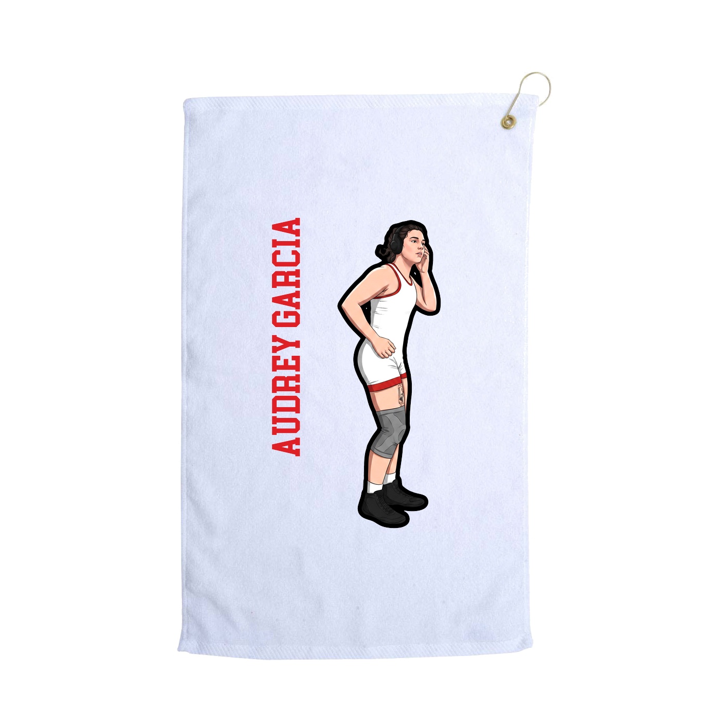 Golf Towel — Name Vertical in White