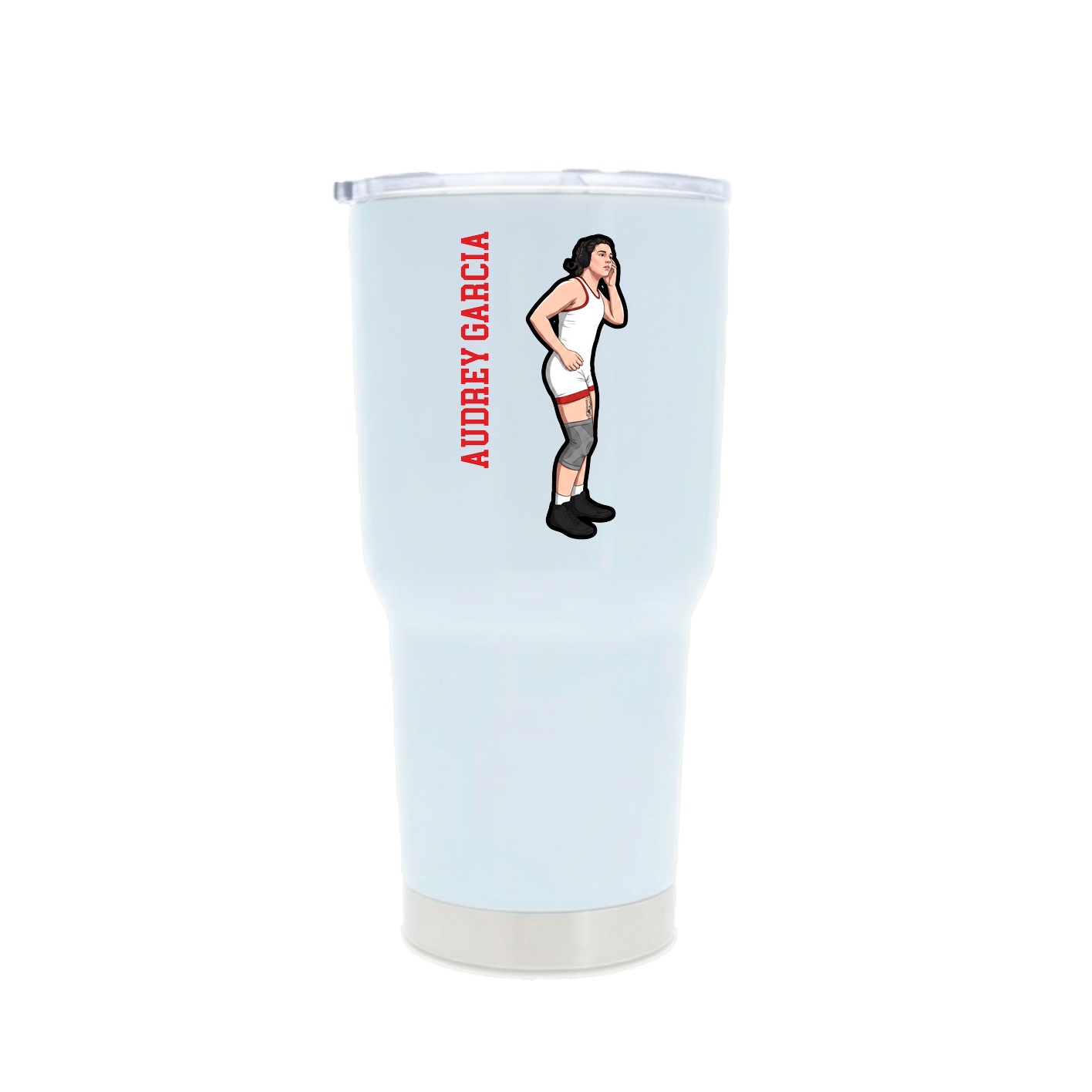 30oz Stainless Steel Tumbler — Name Vertical in White