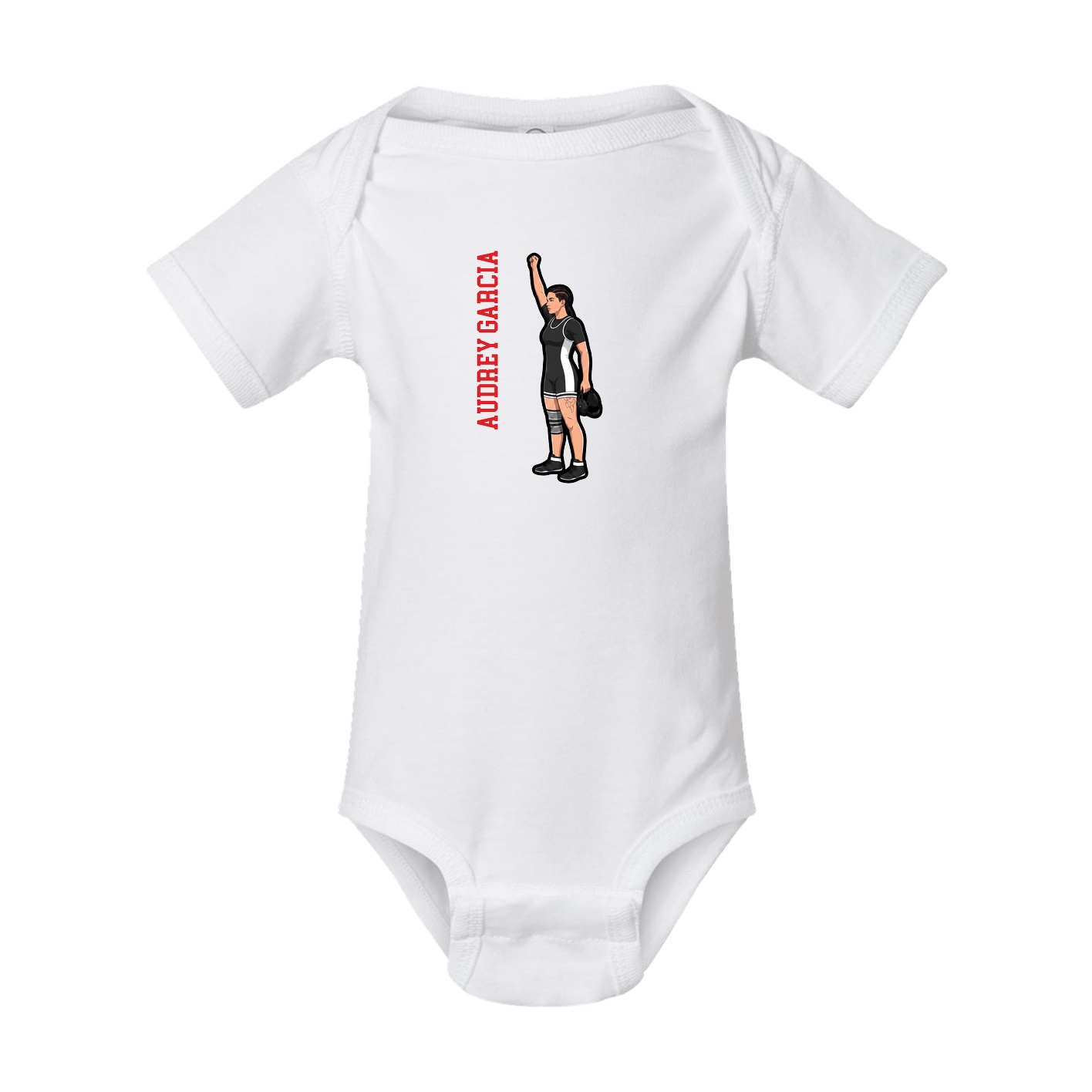 Baby Onesie — Name Vertical in White