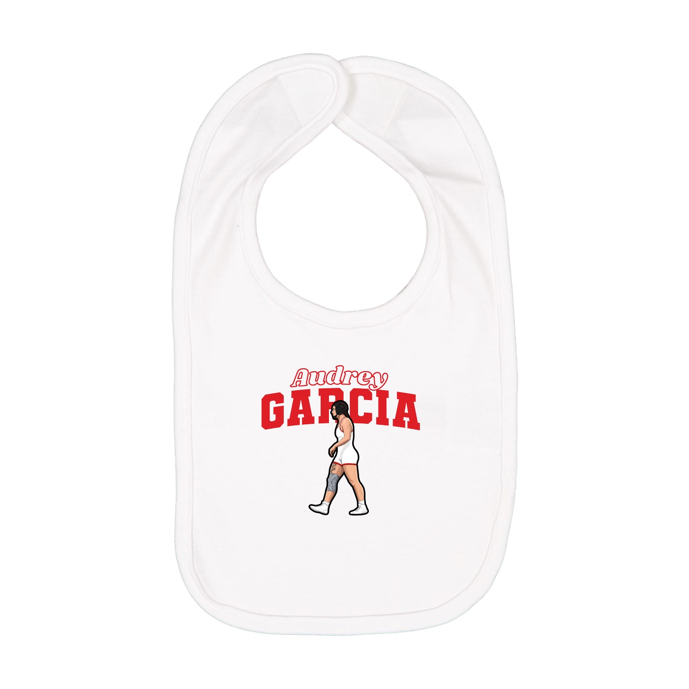 Infant Bib — Name Arch in White