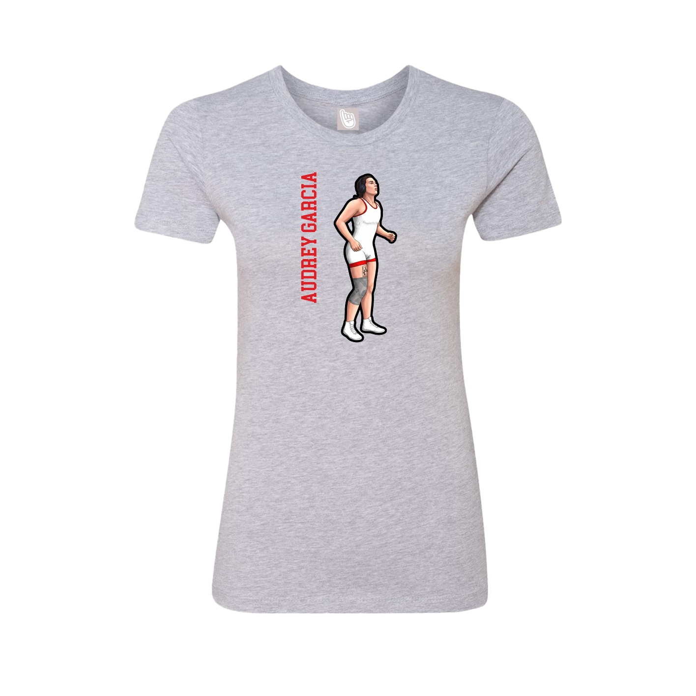 Womens Tee — Name Vertical in Grey