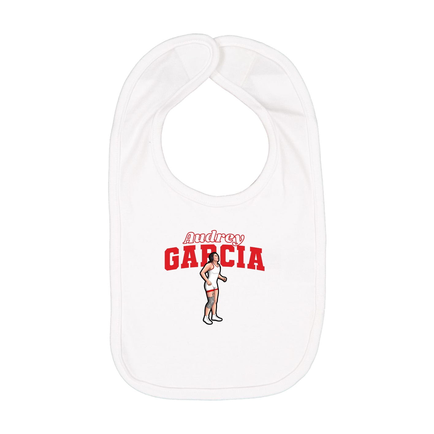 Infant Bib — Name Arch in White