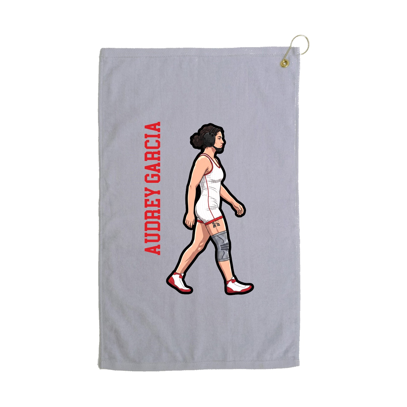 Golf Towel — Name Vertical in Grey