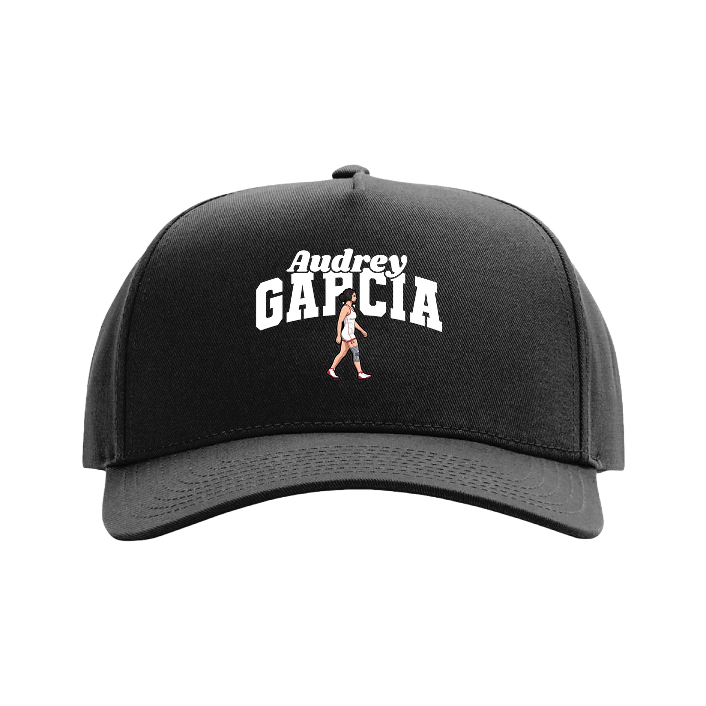 Full Fabric Five-Panel Champ Cap — Signature Arch in Black